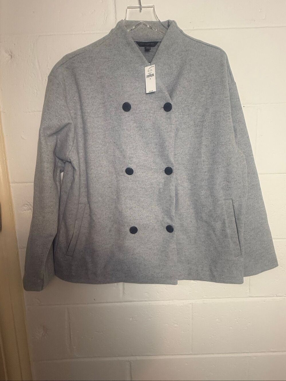 Banana Republic Gray Double Breasted Jacket Medium NWT Mock Neck Career Office C